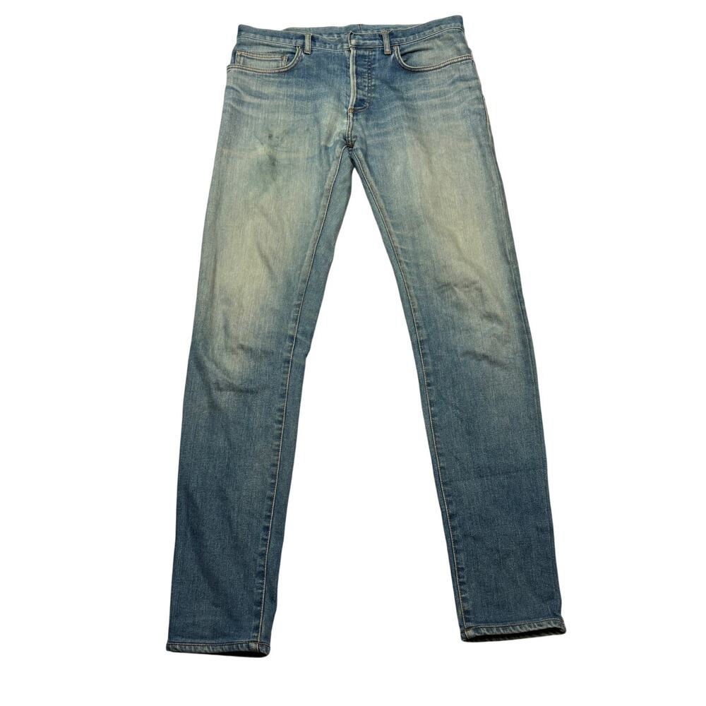 Dior Japan Slim Fit Denim Jeans Men's 32x33 Faded Whiskers Luxury